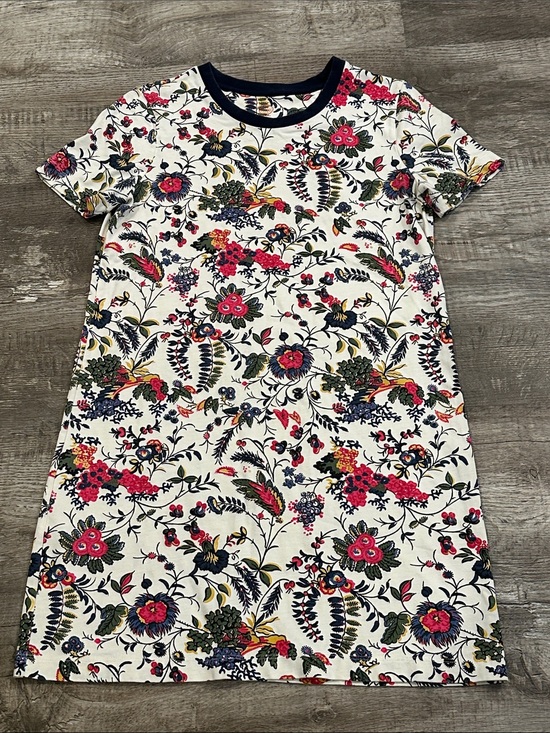 Tory Burch Dresses & Skirts - Tory Burch Cream Floral Mini Dress with Pink & Navy Trim
